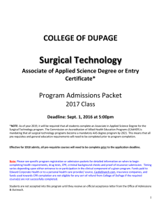 Surgical Technology  COLLEGE OF DUPAGE Program Admissions Packet