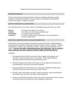 Sample Sterile Processing Technician Job Description  POSITION SUMMARY