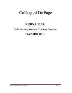 College of DuPage NURSA 1105: HANDBOOK Basic Nursing Assistant Training Program