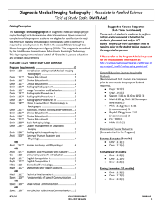 Diagnostic Medical Imaging Radiography | Field of Study Code:  Suggested Course Sequence