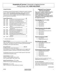 Hospitality &amp; Tourism | Field of Study Code:  Suggested Course Sequence