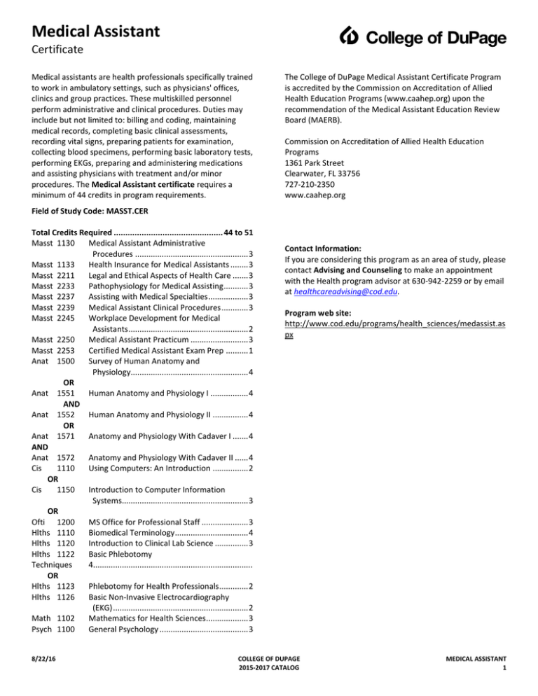 Medical Assistant Certificate