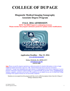 COLLEGE OF DUPAGE  Diagnostic Medical Imaging Sonography Associate Degree Program