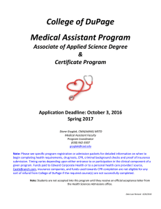 College of DuPage Medical Assistant Program Associate of Applied Science Degree &amp;