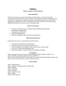 Syllabus What to Expect in INCO1548‐30 