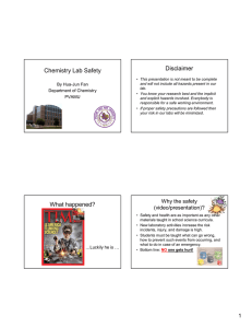 Disclaimer Chemistry Lab Safety By Hua-Jun Fan Department of Chemistry
