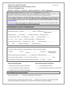 Prairie View A&amp;M University Student Employment Job Description Form 2010-2011 Academic Year