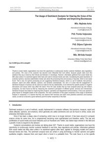 The Usage of Sentiment Analysis for Hearing the Voice of... Customer and Improving Businesses MSc. Majlinda Axhiu