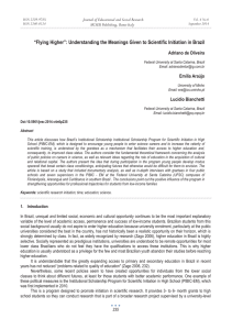 “Flying Higher”: Understanding the Meanings Given to Scientific Initiation in... Adriano de Oliveira Journal of Educational and Social Research MCSER Publishing, Rome-Italy