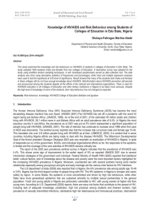 Knowledge of HIV/AIDS and Risk Behaviour among Students of