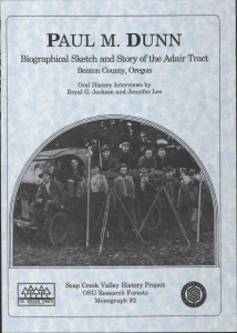 PAUL M. DUNN Biographical Sketch and Story of the Adair Tract