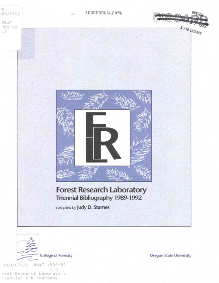 Forest Research Laboratory Triennial Bibliography 19891992 renna1 bibi