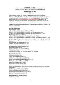 This document outlines the Faculty of Mathematics and Physical Sciences