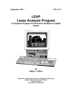 LEAP Lease Analysis Program A Computer Program For Economic Analysis of Capital