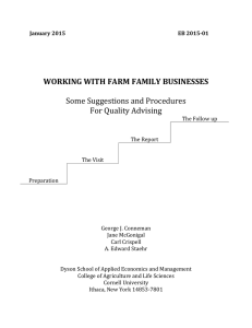 WORKING WITH FARM FAMILY BUSINESSES Some Suggestions and Procedures For Quality Advising