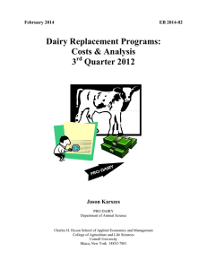Dairy Replacement Programs: Costs &amp; Analysis 3 Quarter 2012