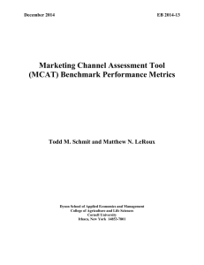 Marketing Channel Assessment Tool (MCAT) Benchmark Performance Metrics December 2014