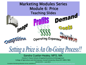 Marketing Modules Series Module 6: Price Teaching Slides Sandra Cuellar-Healey, MFS, MA
