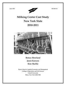 Milking Center Cost Study New York State 2010-2011