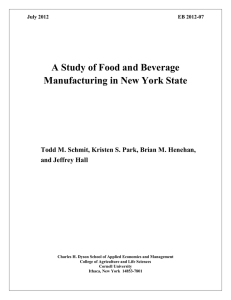 A Study of Food and Beverage Manufacturing in New York State