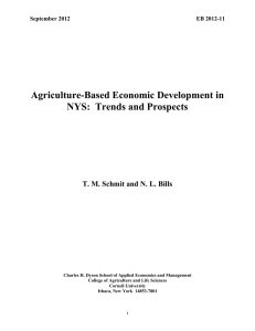 Agriculture-Based Economic Development in NYS:  Trends and Prospects September 2012