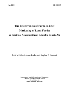 The Effectiveness of Farm-to-Chef Marketing of Local Foods: