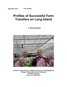 Profiles of Successful Farm Transfers on Long Island  A. Edward Staehr