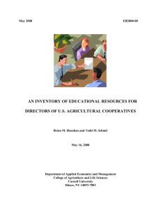 AN INVENTORY OF EDUCATIONAL RESOURCES FOR  DIRECTORS OF U.S. AGRICULTURAL COOPERATIVES