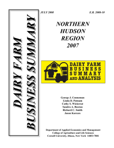 DAIRY FARM BUSINESS SUMMARY NORTHERN HUDSON