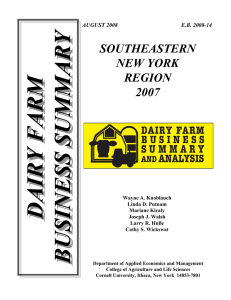 DAIRY FARM BUSINESS SUMMARY SOUTHEASTERN NEW YORK