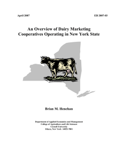 An Overview of Dairy Marketing Cooperatives Operating in New York State