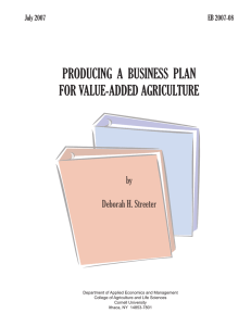 PRODUCING  A  BUSINESS  PLAN FOR VALUE-ADDED AGRICULTURE by