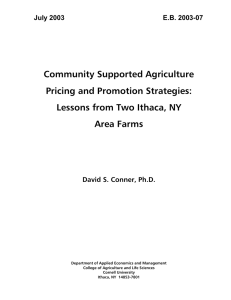 Community Supported Agriculture Pricing and Promotion Strategies: Lessons from Two Ithaca, NY