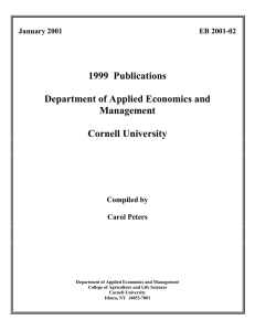 1999  Publications Department of Applied Economics and Management Cornell University