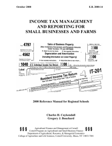 INCOME TAX MANAGEMENT AND REPORTING FOR SMALL BUSINESSES AND FARMS