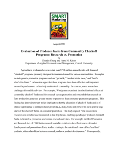 Evaluation of Producer Gains from Commodity Checkoff Programs: Research vs. Promotion