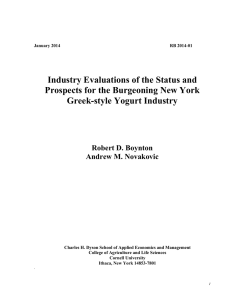 Industry Evaluations of the Status and Greek-style Yogurt Industry