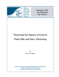 Measuring the Impacts of Generic Fluid Milk and Dairy Marketing September 2010
