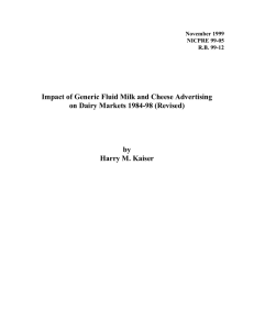 Impact of Generic Fluid Milk and Cheese Advertising by Harry M. Kaiser