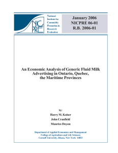 January 2006 NICPRE 06-01 R.B. 2006-01 An Economic Analysis of Generic Fluid Milk