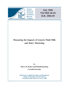 July 2006 NICPRE 06-02 R.B. 2006-05 Measuring the Impacts of Generic Fluid Milk