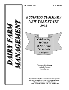 DAIRY FARM MANAGEMENT BUSINESS SUMMARY NEW YORK STATE