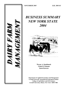 DAIRY FARM MANAGEMENT BUSINESS SUMMARY NEW YORK STATE