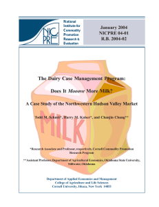 The Dairy Case Management Program: Mooove January 2004 NICPRE 04-01