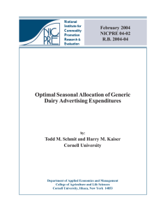 Optimal Seasonal Allocation of Generic Dairy Advertising Expenditures February 2004 NICPRE 04-02