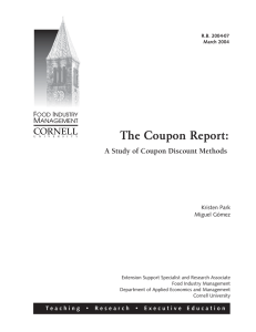 The Coupon Report: CORNELL A Study of Coupon Discount Methods F
