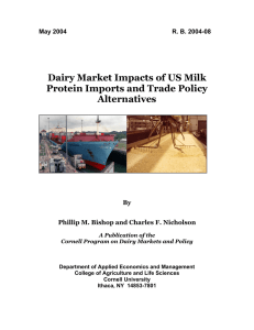 Dairy Market Impacts of US Milk Protein Imports and Trade Policy Alternatives