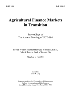 Agricultural Finance Markets in Transition  Proceedings of