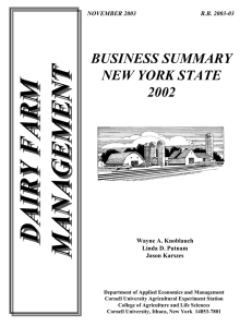 DAIRY FARM MANAGEMENT BUSINESS SUMMARY NEW YORK STATE