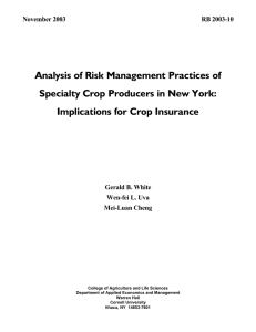 Analysis of Risk Management Practices of Implications for Crop Insurance